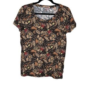 Scotch & Soda Shirt Small Brown Floral Botanical Cotton Scoop Palm Cove Paradise